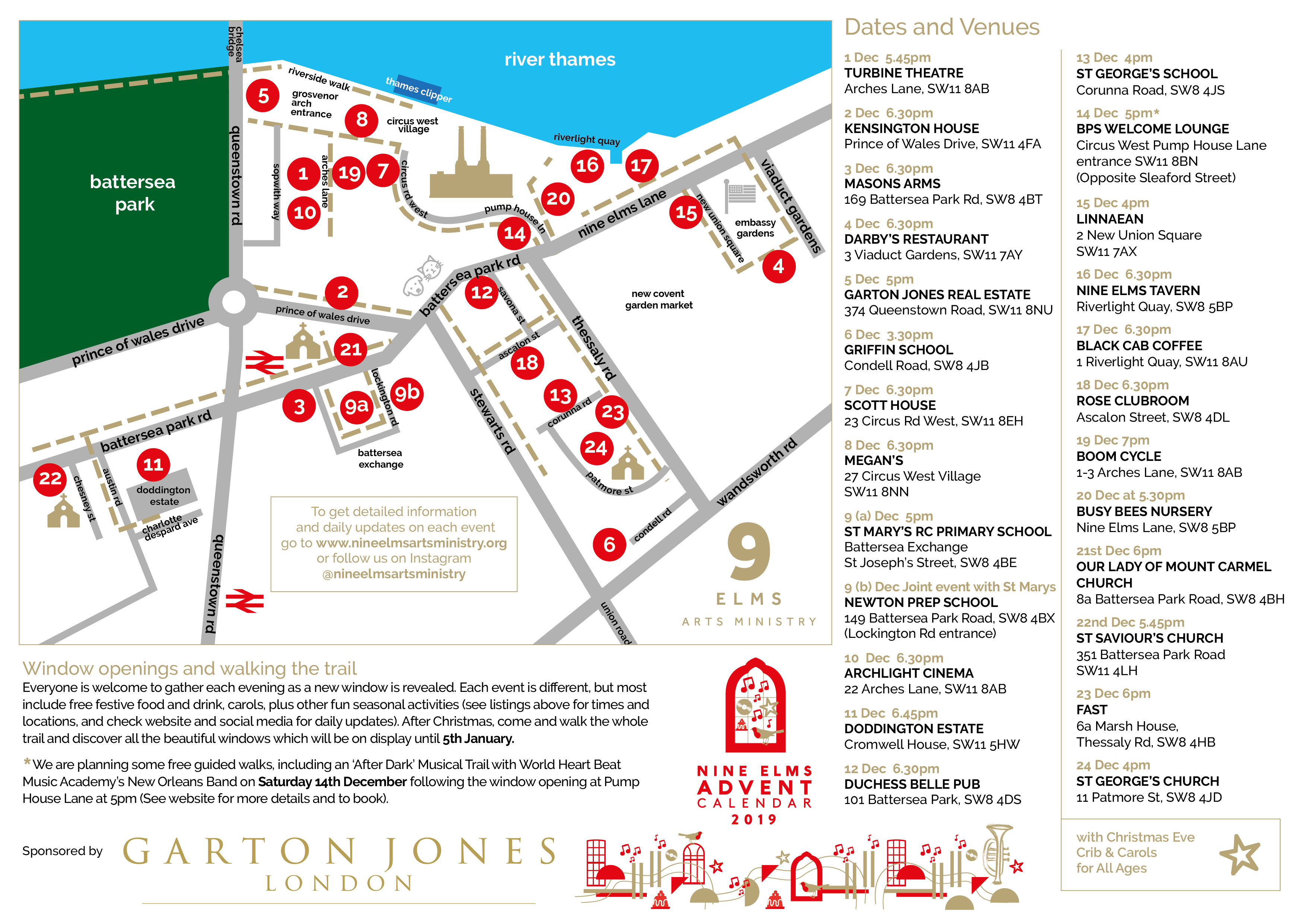 Map and guide for Nine Elms Advent Calendar