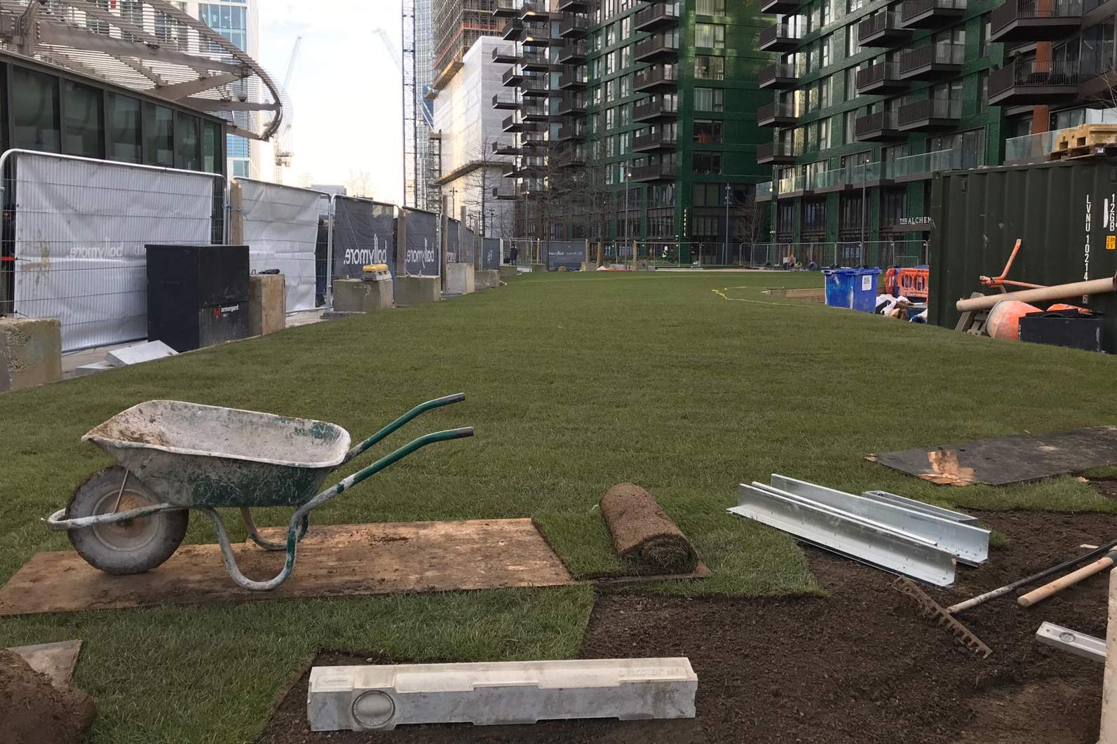 Behind the US Embassy, the Linear Park gets some turf