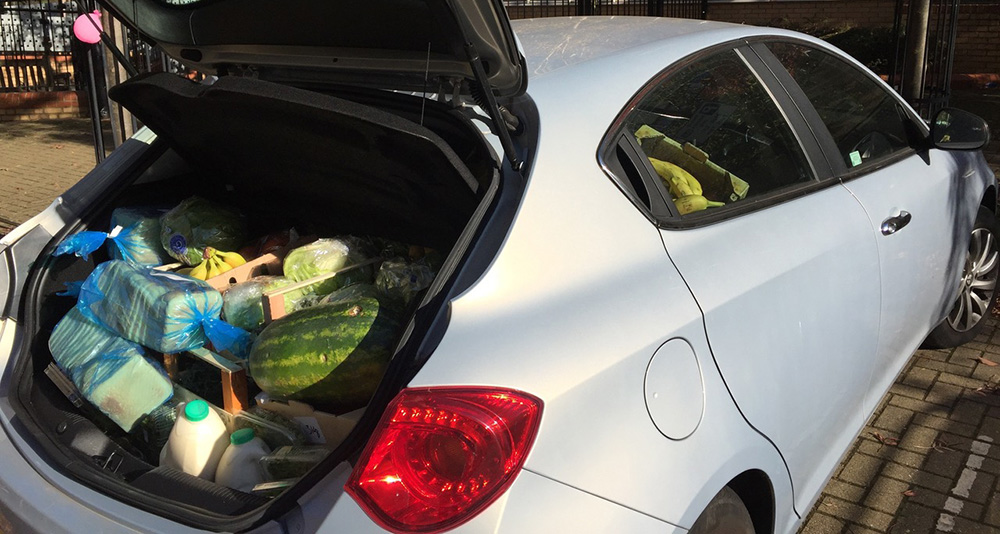 Food in a car boot